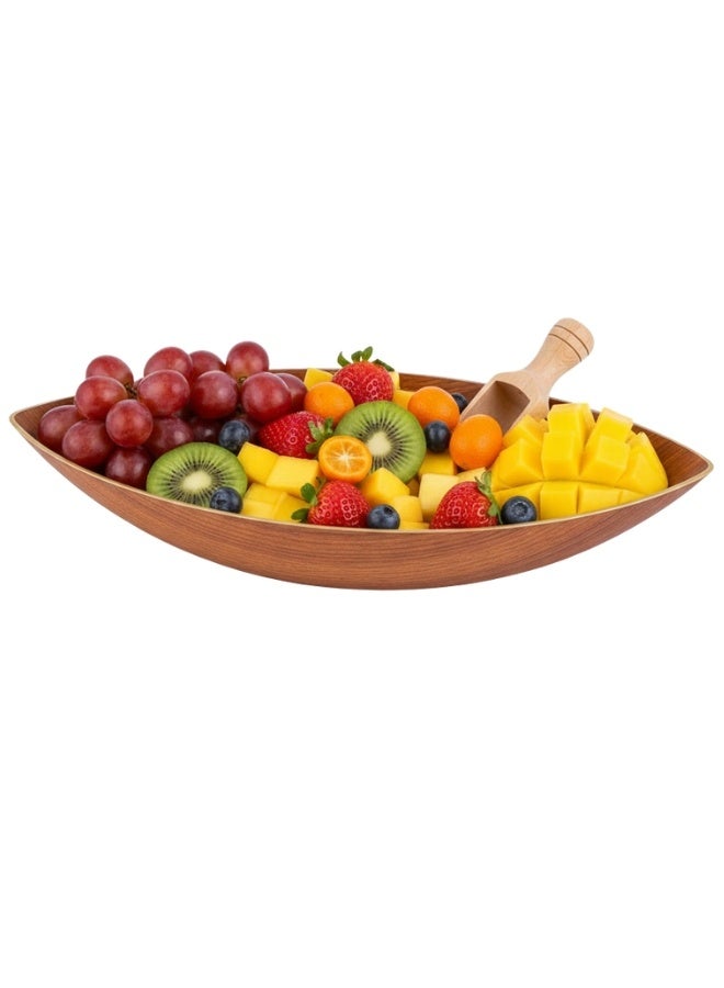 Evelin Gondol Serving Bowl 30*16 cm Wooden-Look Elegant Design – BPA-Free Food-Grade High-Quality Polystyrene – Durable Break & Scratch Resistant – Ideal for Pasta, Salads, Fruits & Snacks – Perfect for Home, Parties, Picnics, BBQ & Everyday Use - Image 5